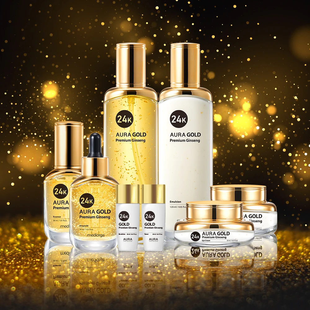 [Special Limited Sale Offer] Mediorga Aura 24k Gold Nutrient Cream 8-Piece Set for Anti-Aging, Wrinkles, and Elasticity