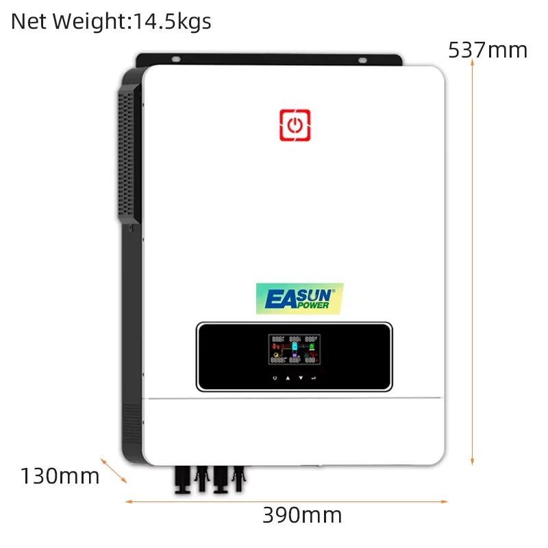 EASUN 10.2KW Hybrid Solar Inverter 48V 230Vac On Grid Off Grid Pure Sine Inverter Built Dual 180A MPPT Solar Charge Controller