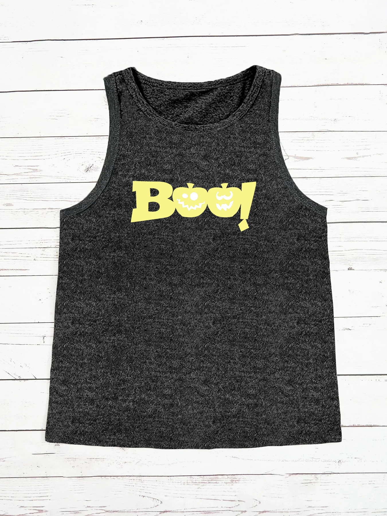 Happy Halloween Boo Lettering Print Fashion Funny Sports Women's Tank Top Loose O Neck Sleeveless Casual Tank