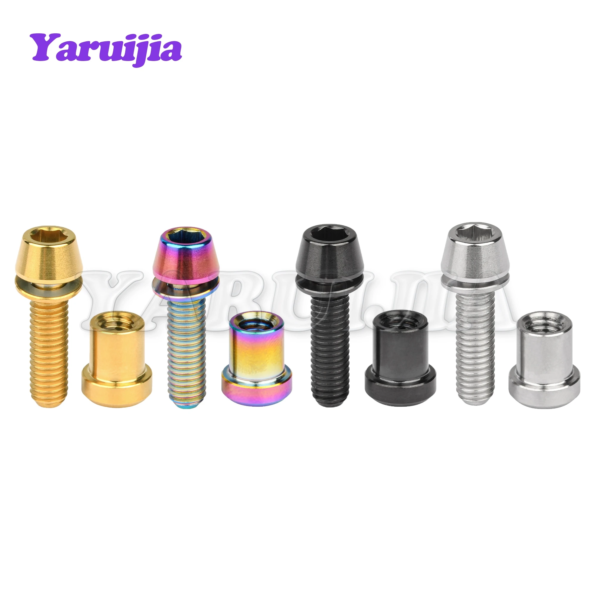 

Yaruijia Titanium Nut M5+Titanium Bolt M5x16/18/20mm with Washer Hex Head Screws for 3T Stem Front Forking Lock