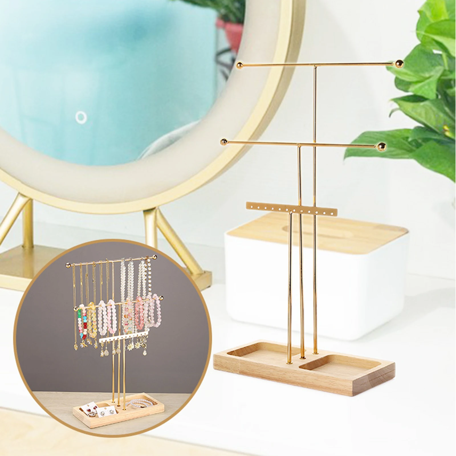 

3-слойная подставка для ювелирных изделий, многоуровневый подвесной держатель для дисплея для ожерелья, часов, браслетов, цепочек, сережек, настольный органайзер