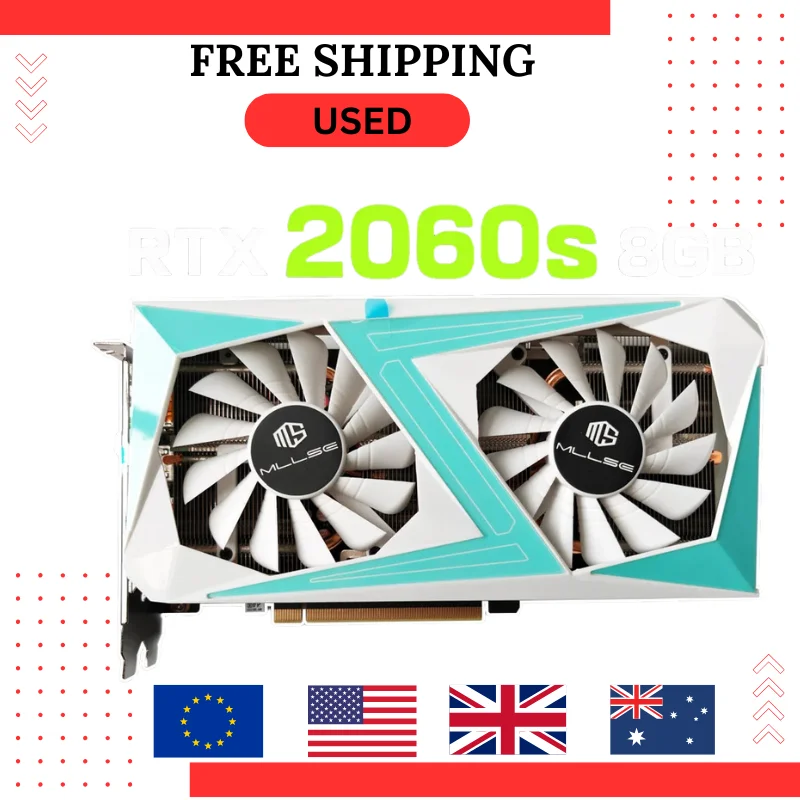 GEBRAUCHTE MLLSE RTX 2060 Super 8 GB Placa De Video Gaming Grafikkarte GDDR6 256Bit 8Pin PCI Express 3,0 x 16 RTX 2060 Super 8 GB Spiel W