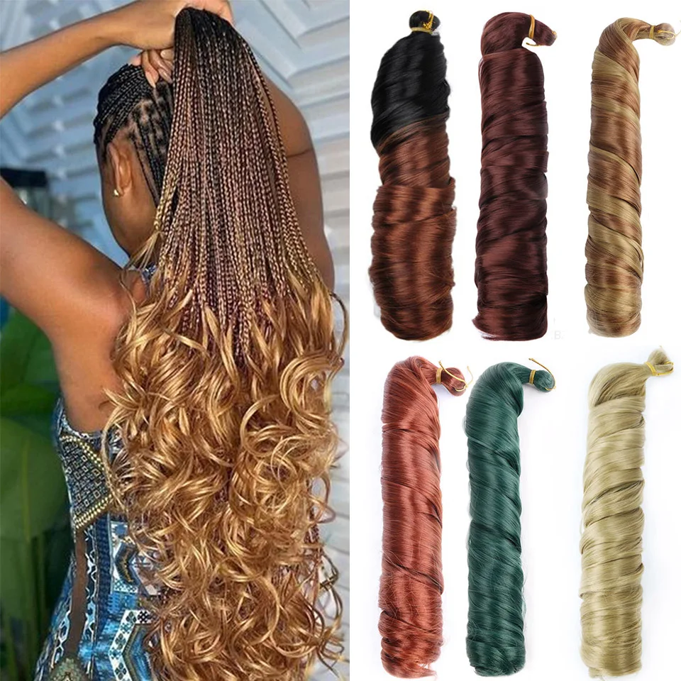 French Curls Braiding Hair Extensions Synthetic Hair Loose Wave Spiral Curl Braids High Temperature Ombre Pre Stretched Hair