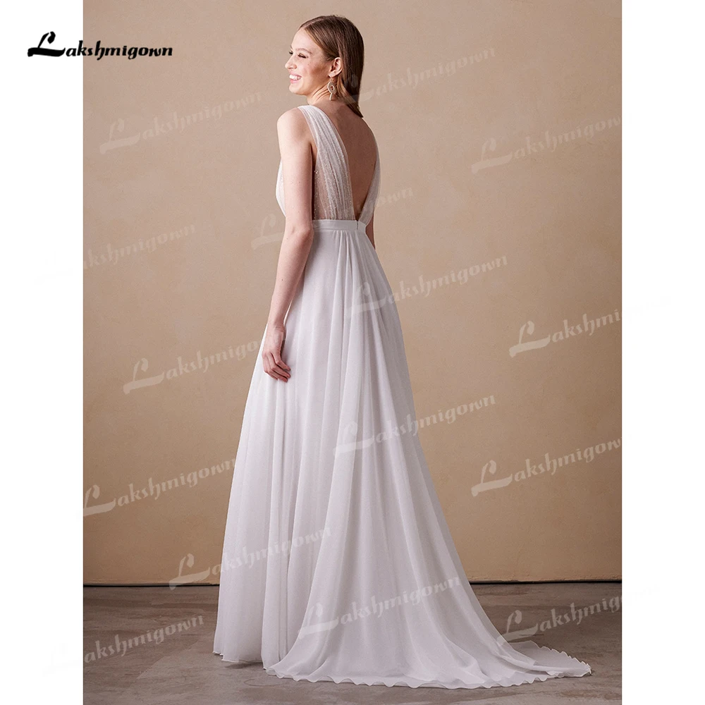 Lakshmigown scollo A V Glitter Backless Spaghetti Straps Chiffon A Line abito da sposa per le donne 2025 abito da sposa Custom Made vestido