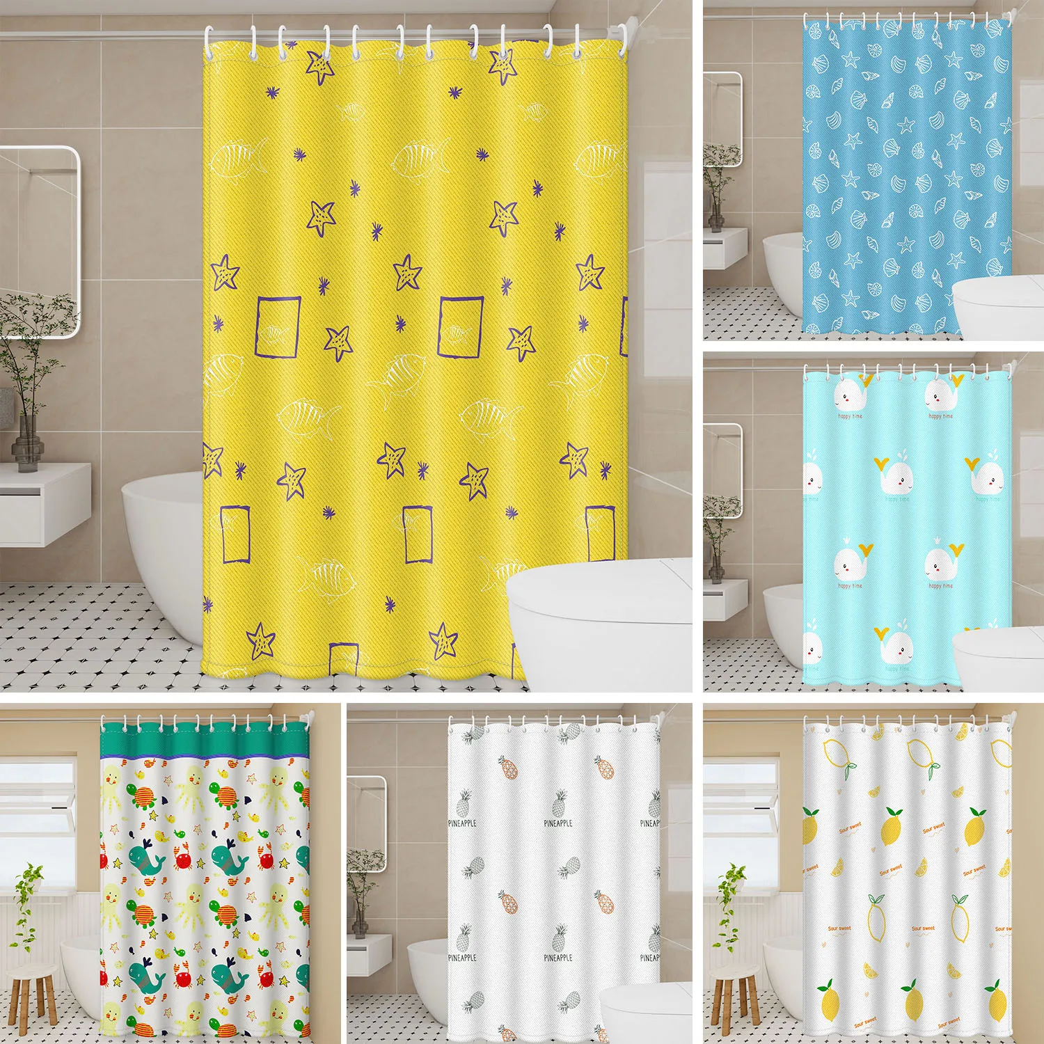 

Водонепроницаемая занавеска для душа Ocean Breeze — полиэстеровая ткань с атмосферой спокойного моря и легкой в уходе конструкцией