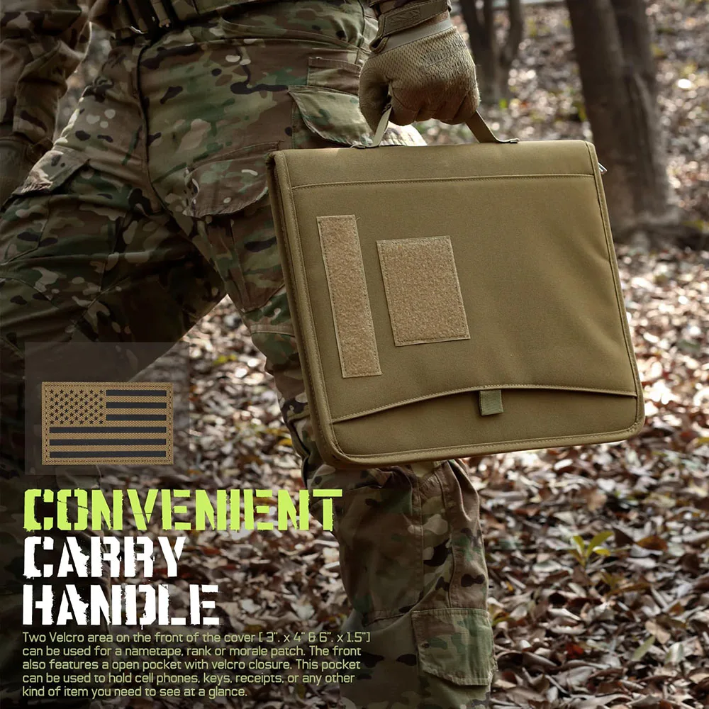 Tactical Notebook Portfolio with Zipper Waterproof Padfolio Binder Large Military Notebook Planner Multi Storage Handle Bag