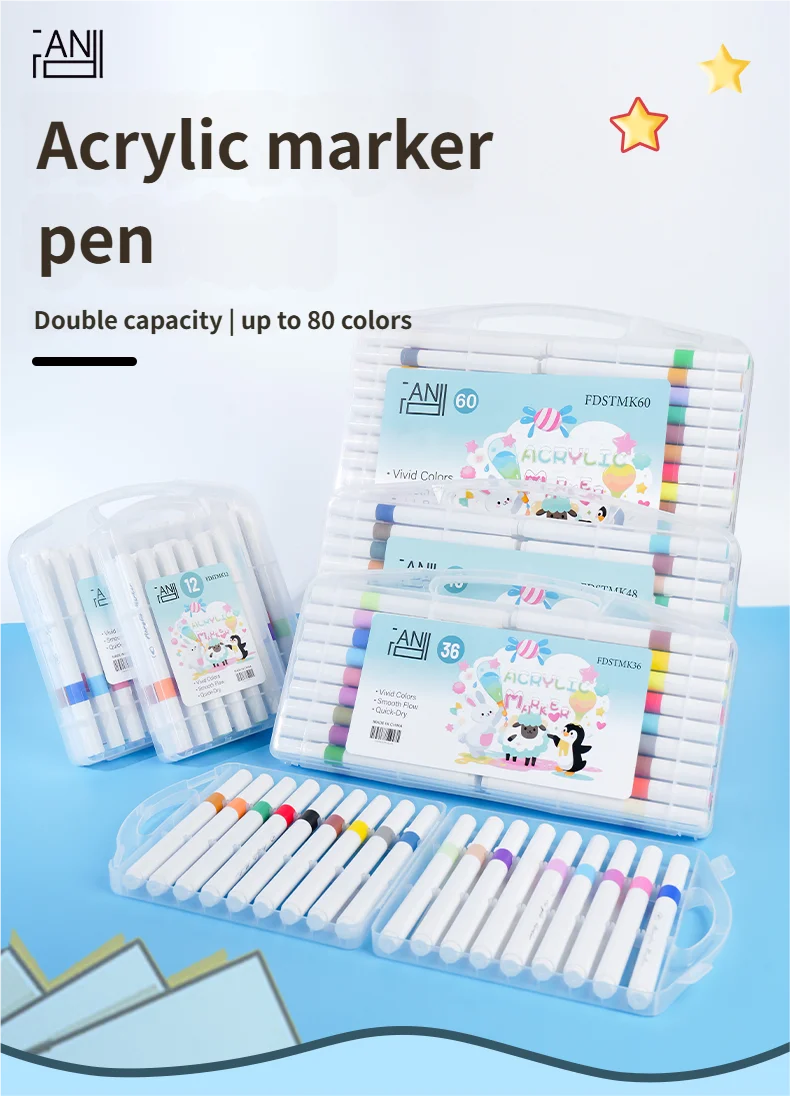

Акриловые маркеры на 48 или 80 цветов. Маркеры-кисти на водной основе Ручка в подарок Креативная ручка Многократное использование живописи. Рождественский подарок