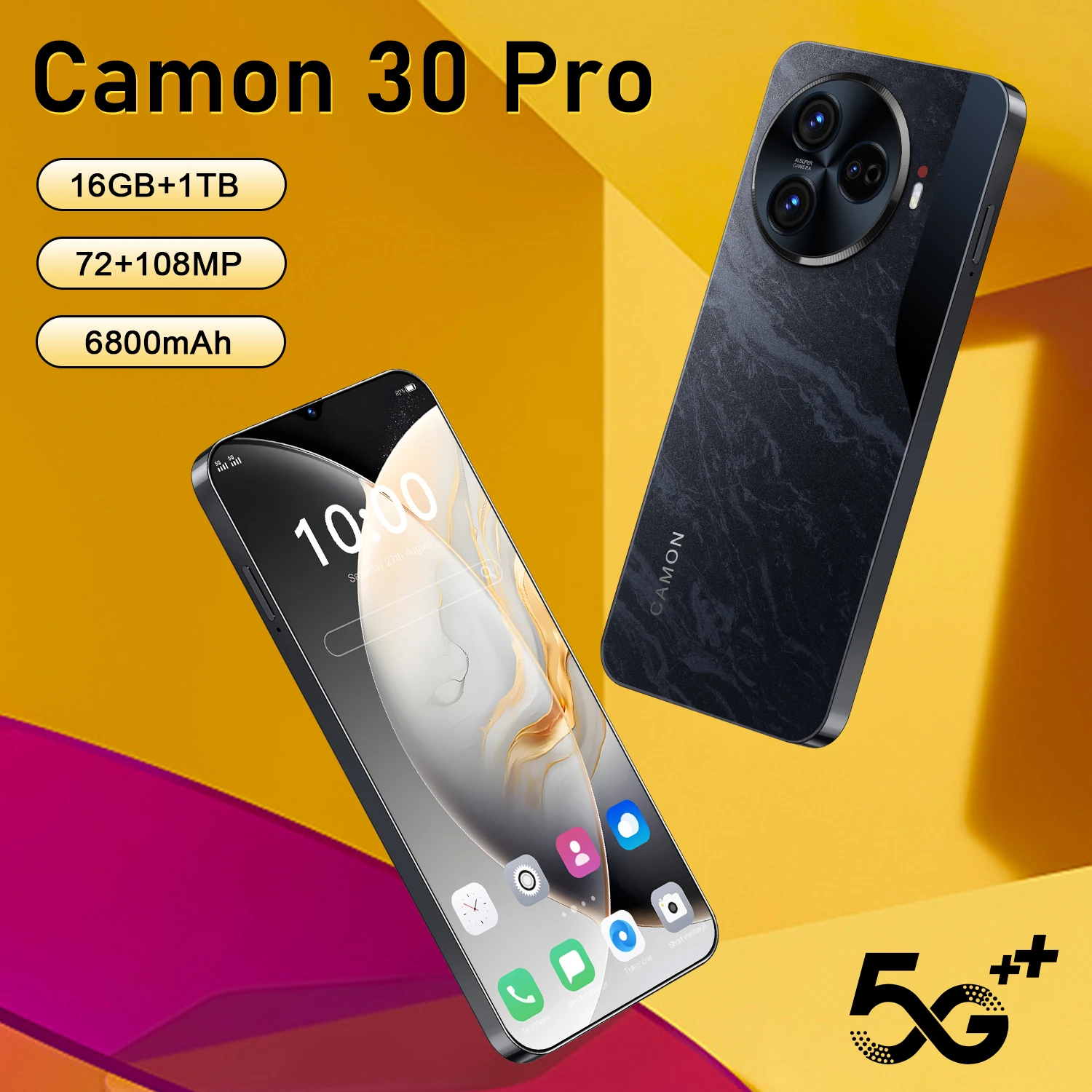 Original Mobile Phones Camon 30 Pro 6.8 HD Screen smart phone 5G 16G+1T Dual Sim Celulares Android14.0 Face Unlocked Cellphones