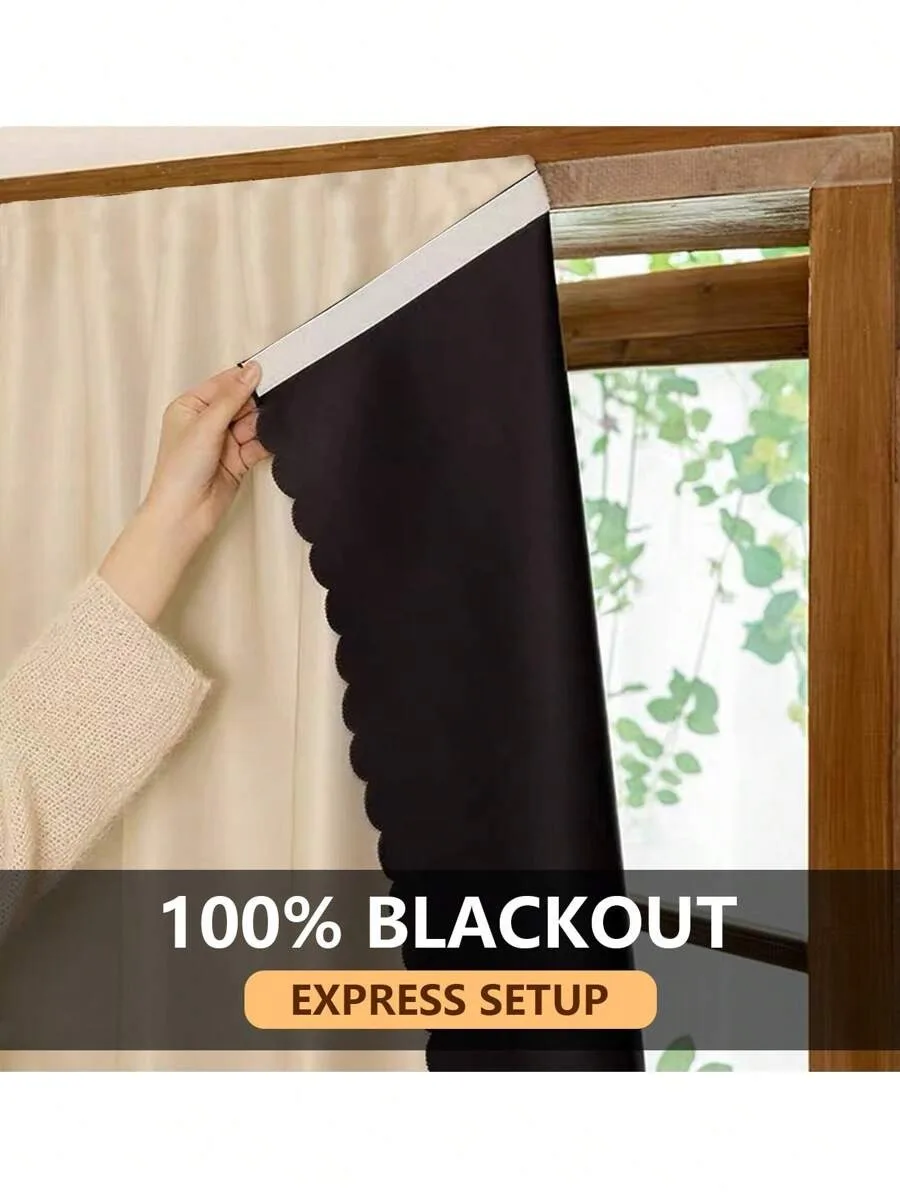 1pc Self-Adhesive Portable 100% Blackout Curtain, No Drilling Suitable For Windows, Doors, Bedrooms, Basements - Heat Insulation
