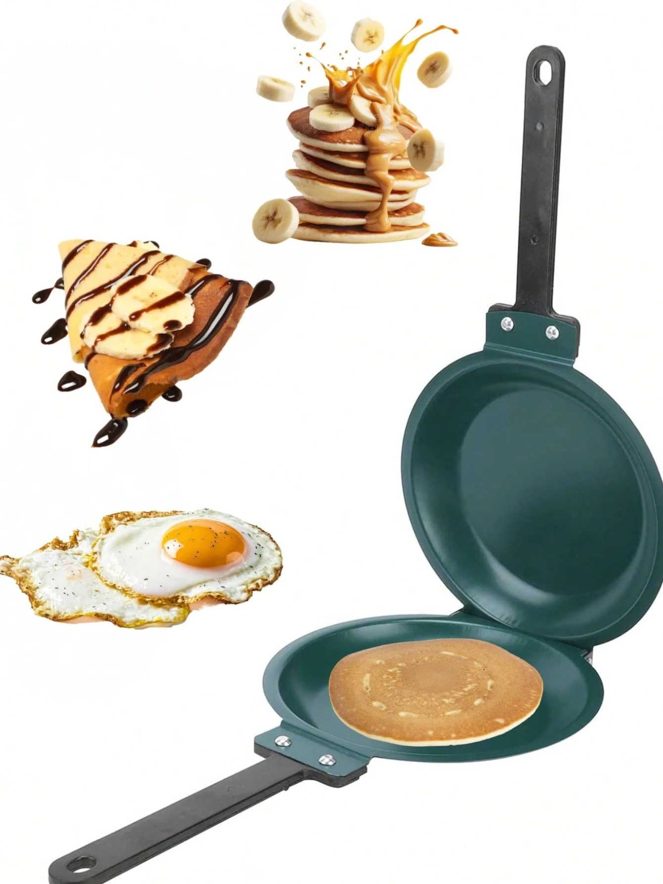 Sartén Doble Cara Antiadherente Para Hot Cakes, Crepas, Huevos Estrellados, Pan Frances. Multifuncional