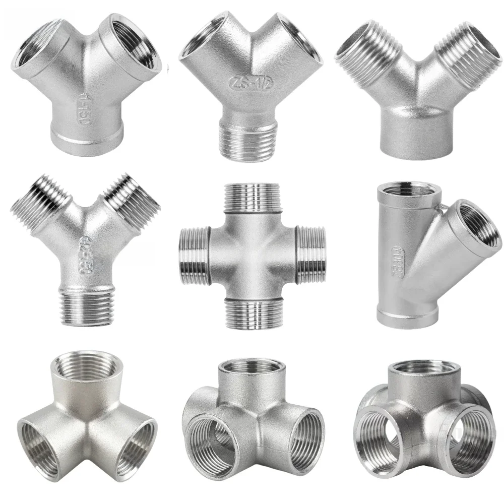 BSP mannelijk + binnendraad 3 4 5-weg T-stuk Y X pijpfitting 1/4 "3/8" 1/2 "3/4" 1 "2" schroefdraad SS304 roestvrij staal multifunctioneel - afbeelding 2