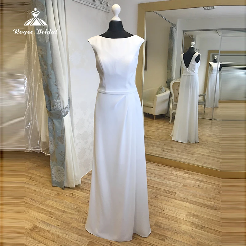 

Simple Boho O-Neck Sexy Backless Belt A-Line Wedding Dresses Chiffon Bridal Gowns Sweep Short Cap Sleeve robe de mariée vestidos