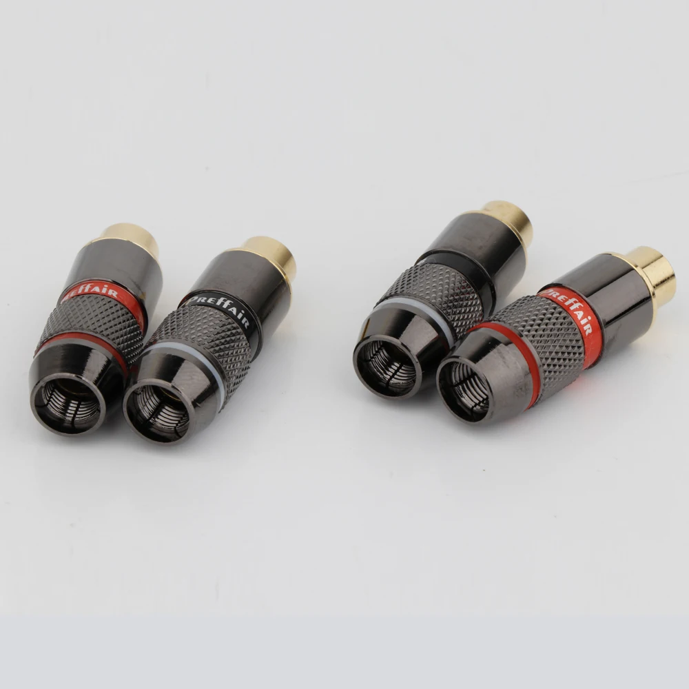 4pcs preffair r1733/rf1300 hifi rca stecker vergoldet männlich/weiblich doppelt selbstsicher nde lotus draht anschlüsse audio adapter – Detail 9