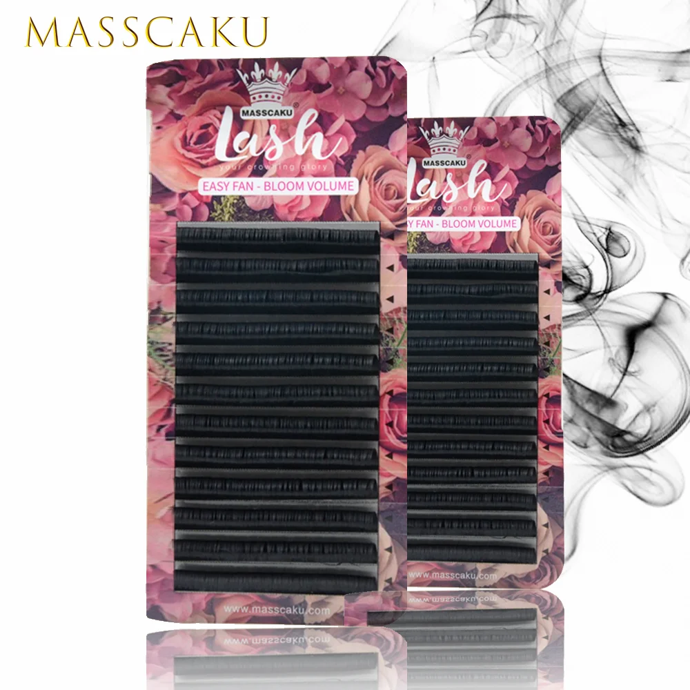 MASSCAKU Soft Faux Mink Volume Camellia Blooming Eyelashes C CC D DD Curl 8-20mm All Length Not Lose Root Easy to Pick Eyelashes