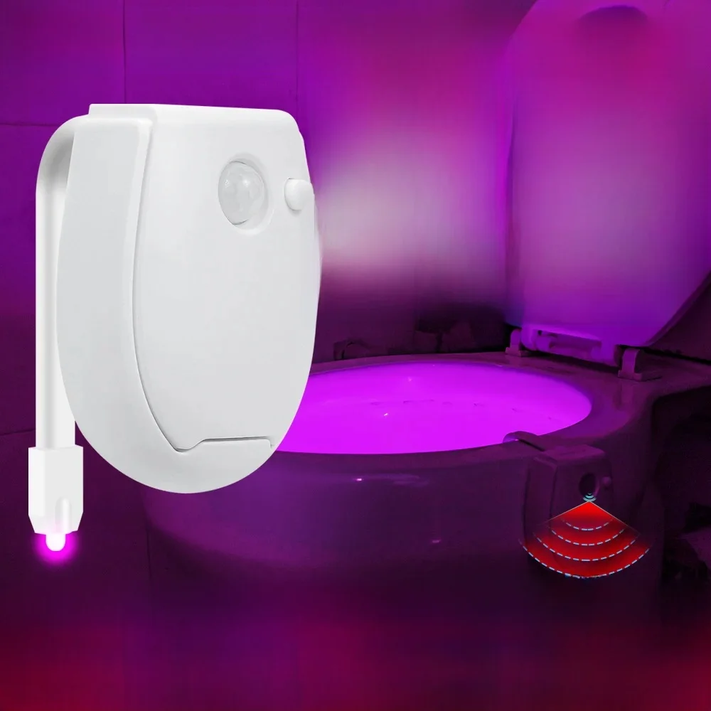 LED RGB Toilet Light PIR Motion Sensor Hanging Night Lamp Bathroom Washroom WC Bowl Backlight 3 AAA Batteries Powered Nightlight