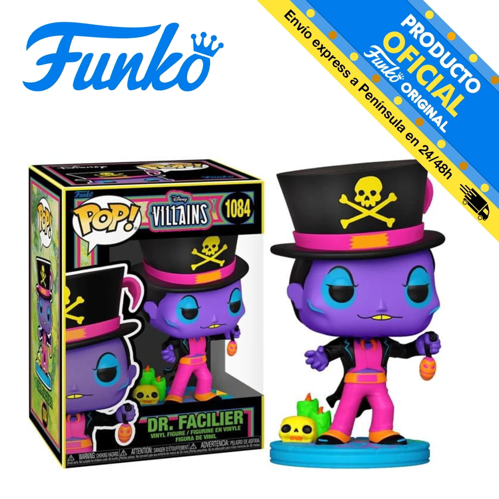 Funko Pop! Disney villains - Dr. Facillier (Blacklight) Exclusive, 60394, 1084, original, toys for boys, girls, gifts, collector, figures, dolls, shop, with box, new, official license