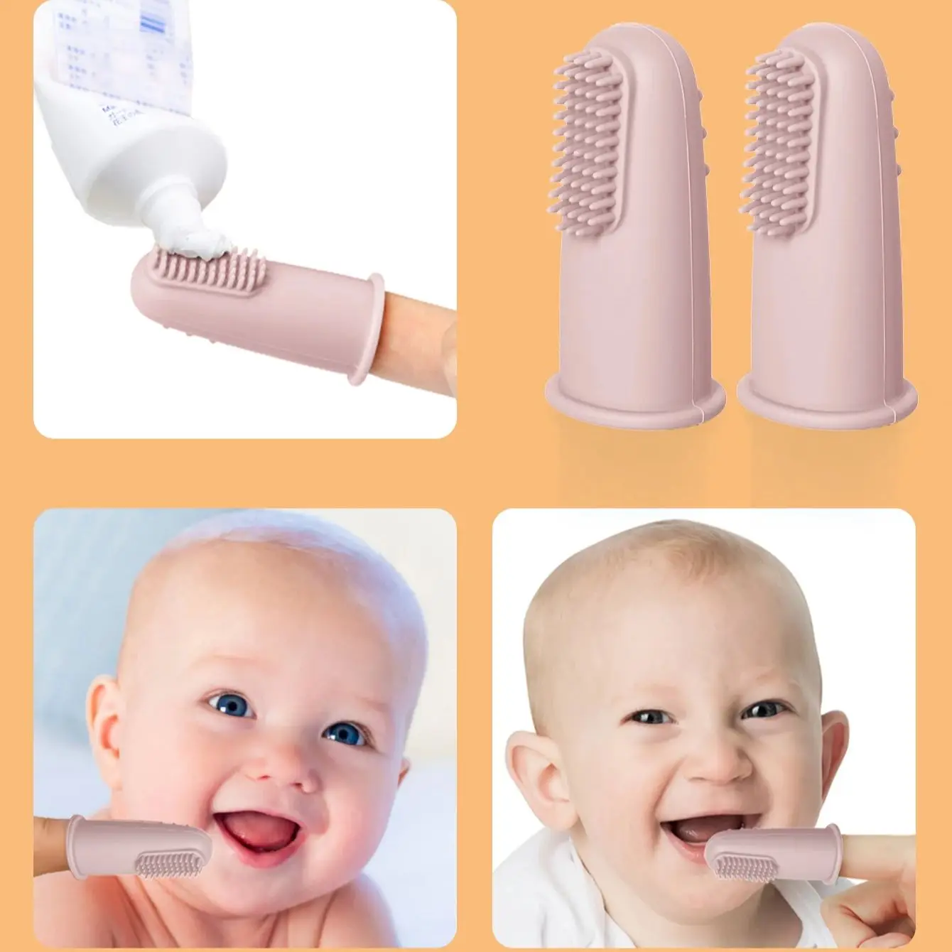 3 pçs escova de dentes do bebê cuidados com os dentes crianças silicone claro dedo escova mordedor massageador bebê meninos meninas limpador de dentes