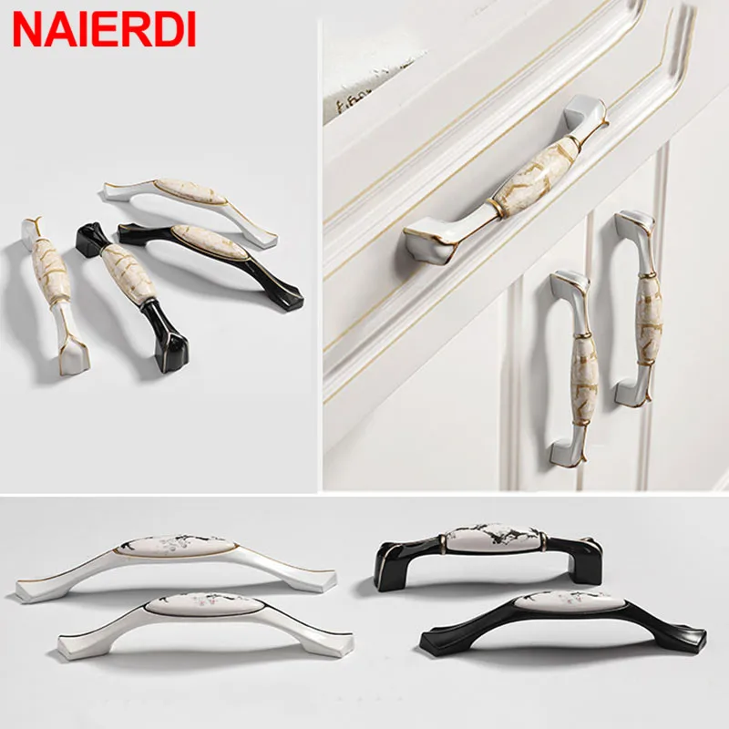 NAIERDI Chinese Vintage Cabinet Handles Aluminum Alloy Door Kitchen Knobs Cabinet Pulls Black Drawer Knobs Furniture Handle