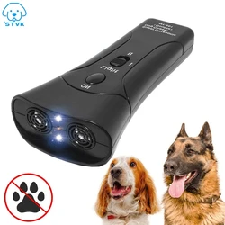 Répulsif anti-aboiement pour chien 3 en 1, dispositif d'entraînement à LED ultrasonique sans batterie