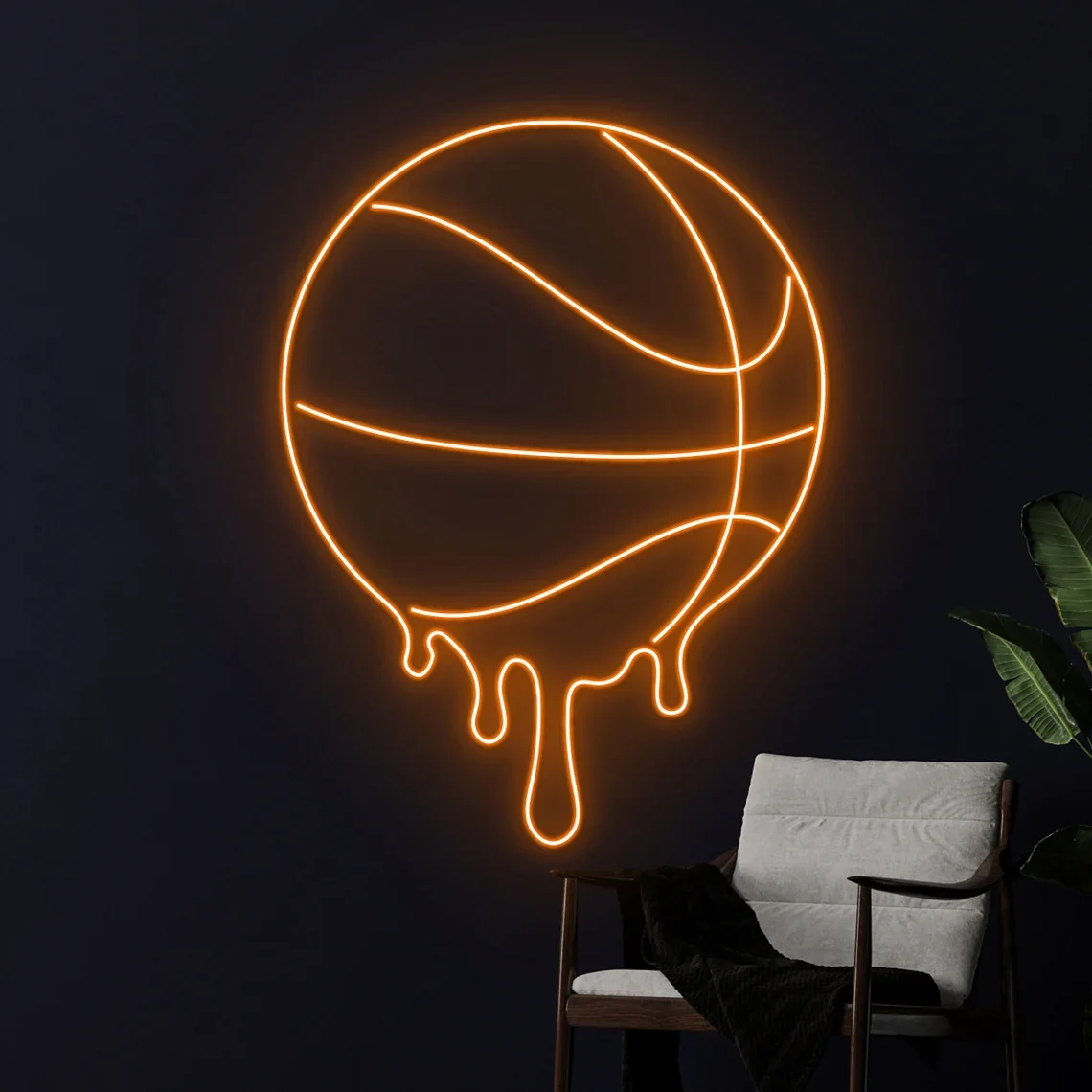 Ball Head Neon Sign Basketball Bar Club Sign Wall Art Sign Decor Game Room Living USB Dimmable Bedroom Sign