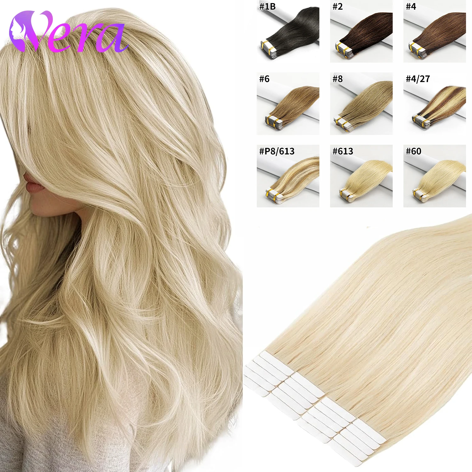 

Blonde Tape In Hair Extensions Human Hair Invisible Seamless Tape For Hair Extensions 20Pcs 50G/Pack Tape Ins Remy Human Hair