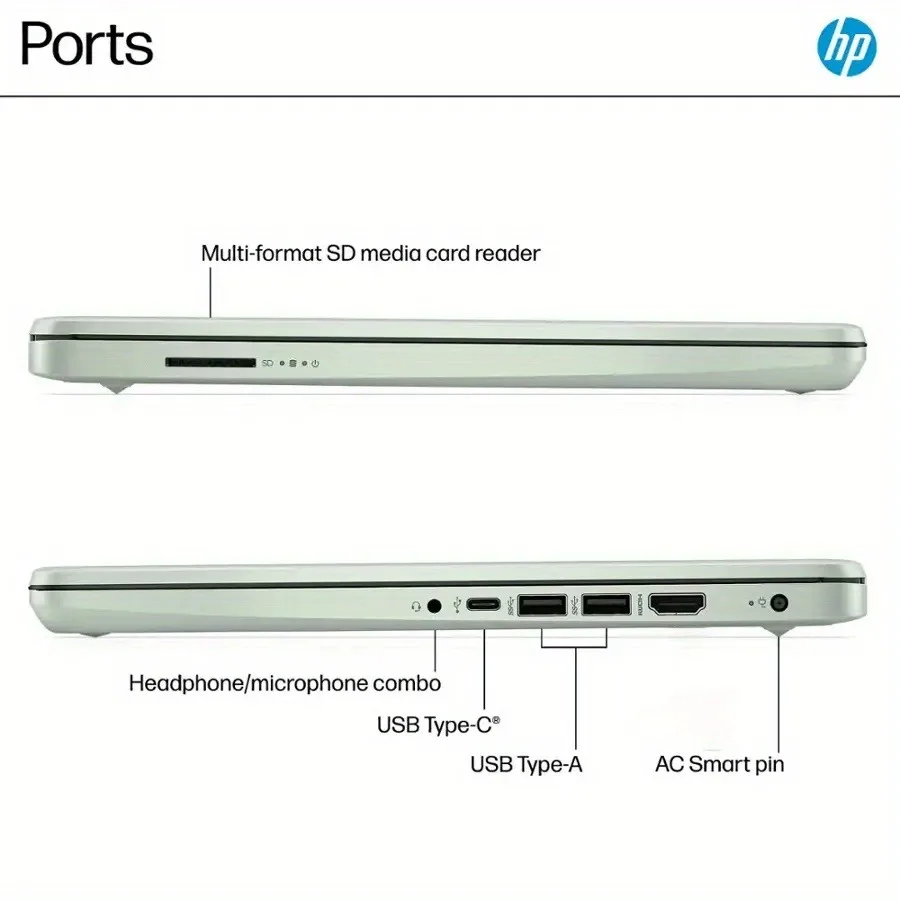 Бизнес-ноутбук HP 14 дюймов HD, процессор Intel N150, 16 ГБ ОЗУ, 128 ГБ UFS, графика Intel, Wi-Fi 6, Windows 11, дом, Willow Green