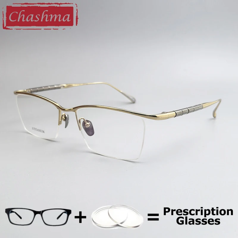Chashma Prescription Glasses Men Pure Titanium Multifocal Eyeglasses Frames Top Quality Myopia Semi Rim Reading Women Spectacles