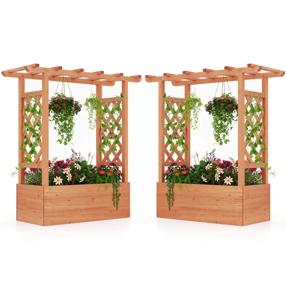 

2 шт. приподнятых грядок для овощей с решеткой и крышкой для дренажа, высокий контейнер для растений