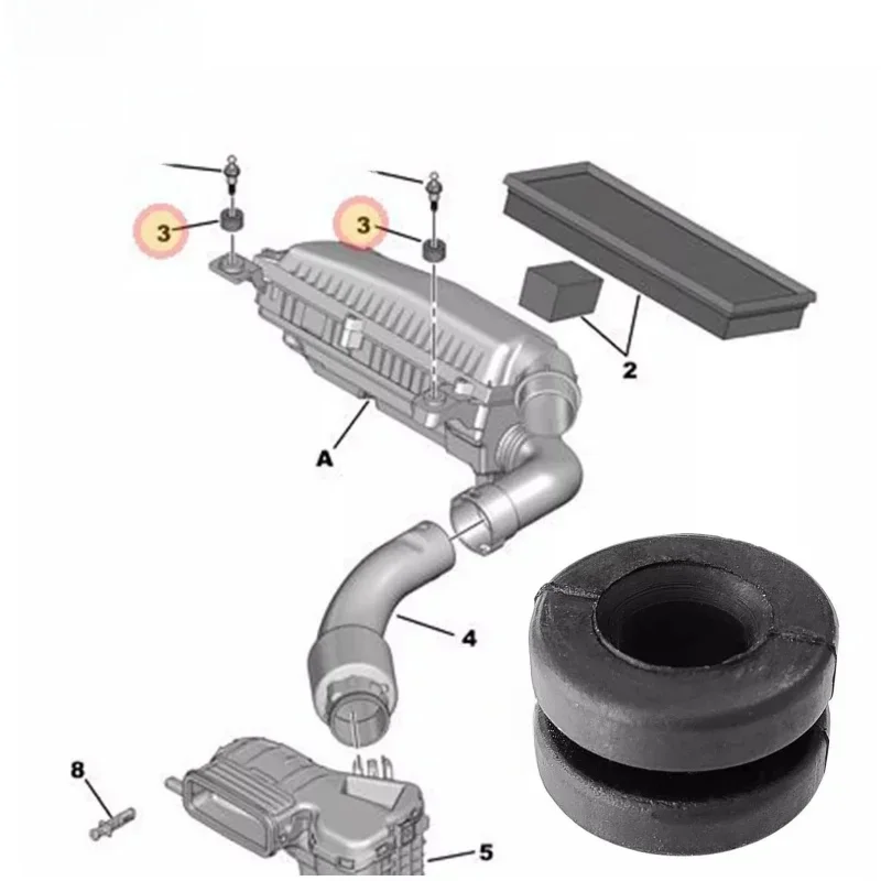 4 pièces pour s'adapte cristaux en Peugeot-1422A4 tage filtre à air boîtier de montage en caoutchouc œillet boarder couvercle en caoutchouc montage voiture accessoires