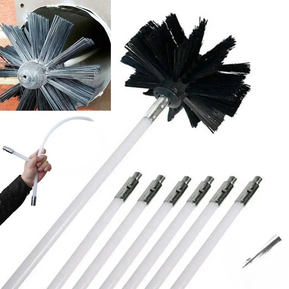 Flexibele schoorsteensweepset Rookkanaalveegborstel en staafset Roetreinigingsstaven Nylon borstelreinigingsgereedschapset Handig - afbeelding 2