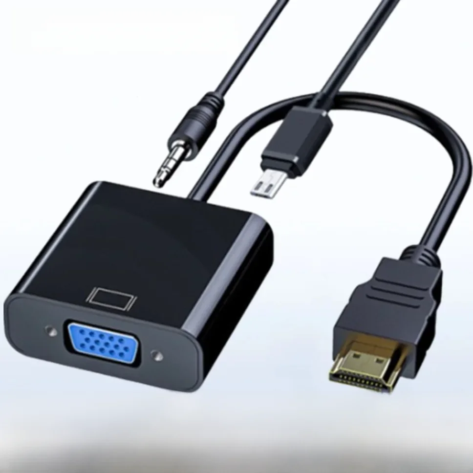 Konwerter HDMI na VGA HD 1080P Adapter HDMI męski na VGA żeński z kablem audio Jack 3,5 mm do PS4 PC Laptop Projektor TV Box — zdjęcie produktu 7