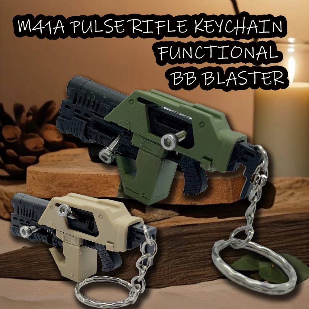

3D Printed Cool Toy Gun Keychain Mini M41A Pulse Rifle Gun Toys Functional Blaster Toy Can Fire Small Balls Decompression Toys