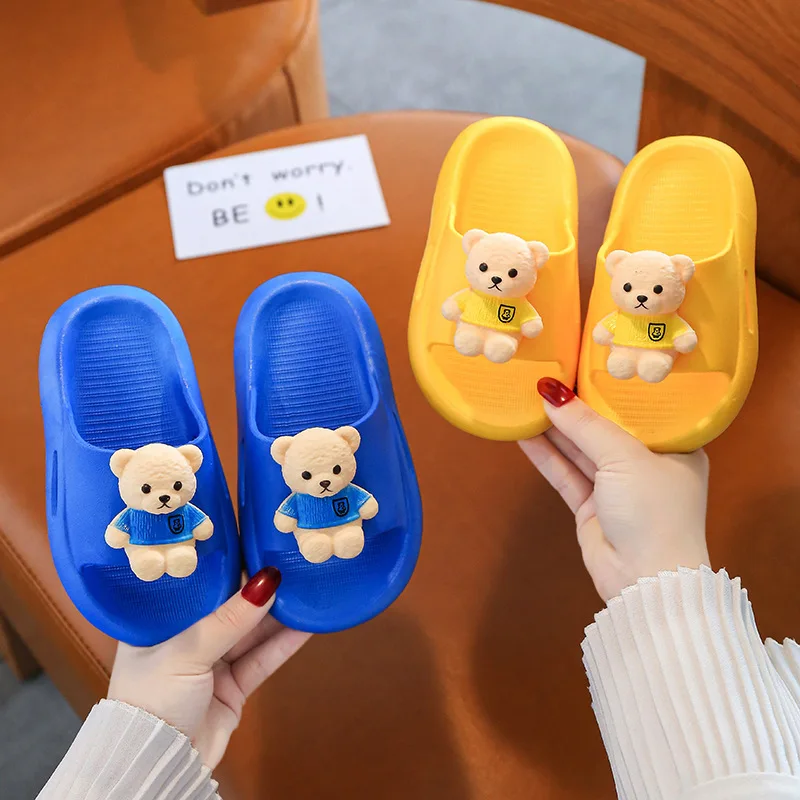 Children‘s Boys Girls Slippers Cartoon Bear Animals Prints Home Shoes Fashion Cute Outdoor Shoes Kids Toddler Non-Slip Slippers