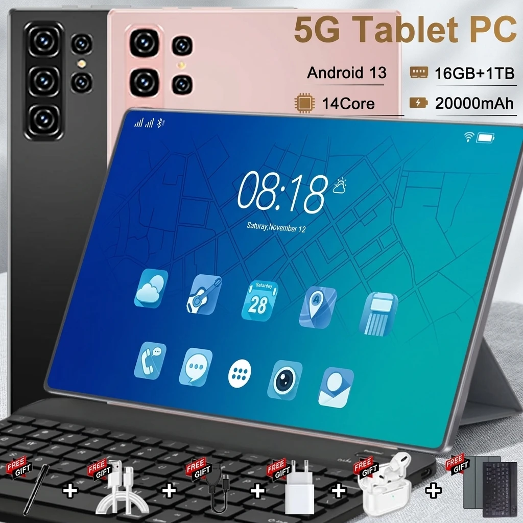 Tablet PC de 10.36 Pulgadas, Android 13.0, 5G, Procesador de 14 Núcleos, Cámaras Duales, Google Play, Doble SIM, Bluetooth, Wi-Fi, 16 GB +