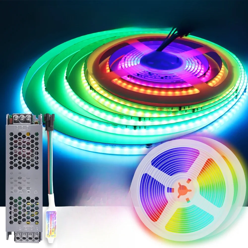 WS2811 COB RGBIC LED Strip DC24V 5M 10M 20M 30M RGB IC Paard Stromend water Stromende Lichten Tape Diode Lint Kamer Decoratie Lamp - afbeelding 2