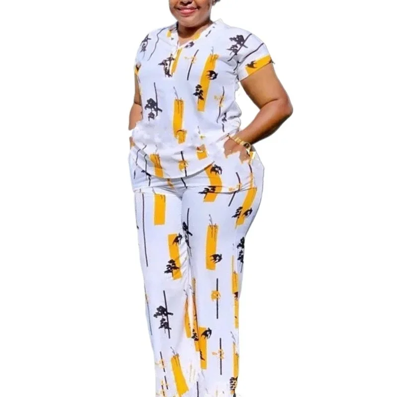 Ensemble pantalon de mode africaine pour femmes, chemisier, pantalon droit, ensemble deux pièces, chemise, survêtement, haut d'été, ensembles assortis