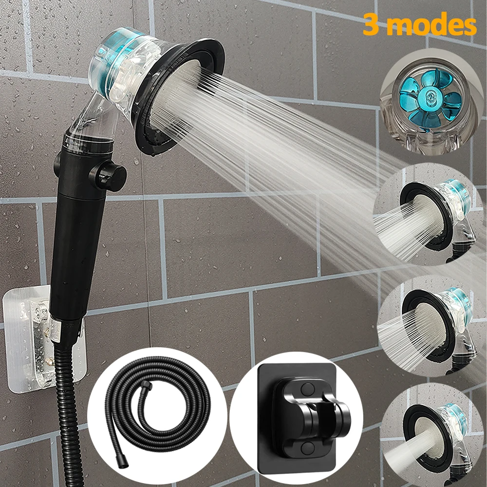 Turbo Propeller Bathroom Shower Head High Pressure Water Saving Adjustable Shower Head With Filter Handheld Bathroom Accessories