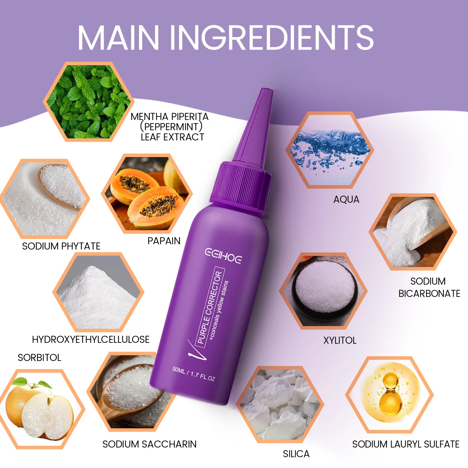 محلول تبييض الأسنان الأرجواني القوي، عامل تبييض تنظيف الأسنان الطبيعي يزيل الأسنان الصفراء وينعش التنفس #5