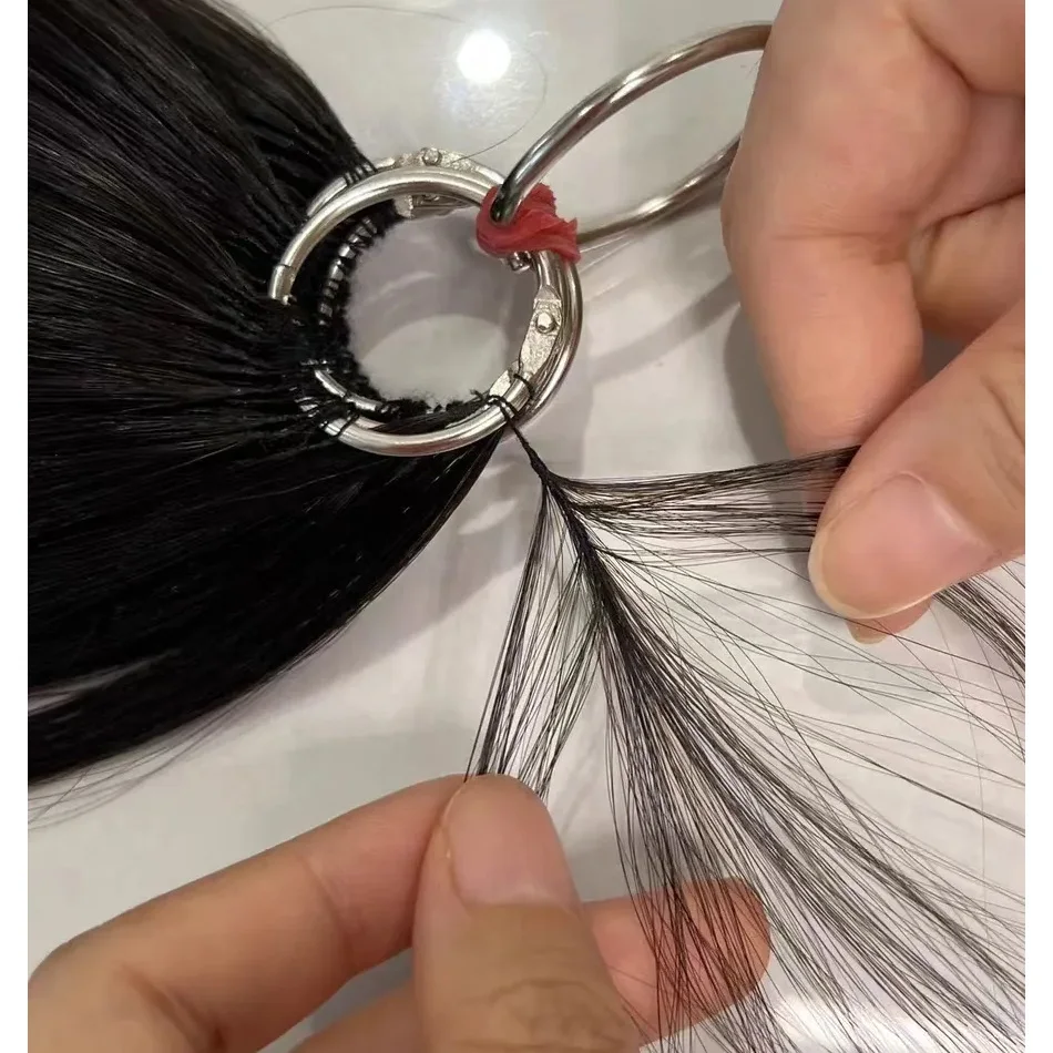 حزم من ريش الشعر البشري وصلات شعر 100% شعر طبيعي حقيقي مريح وغير مرئي 18-30 "أسود بني أشقر للصالون