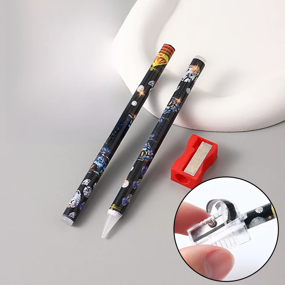 Ensemble de crayons de cire à points pour Nail Art, avec taille-crayon, bâton de ramasseur de cristal en strass, accessoires de manucure professionnels, fournitures