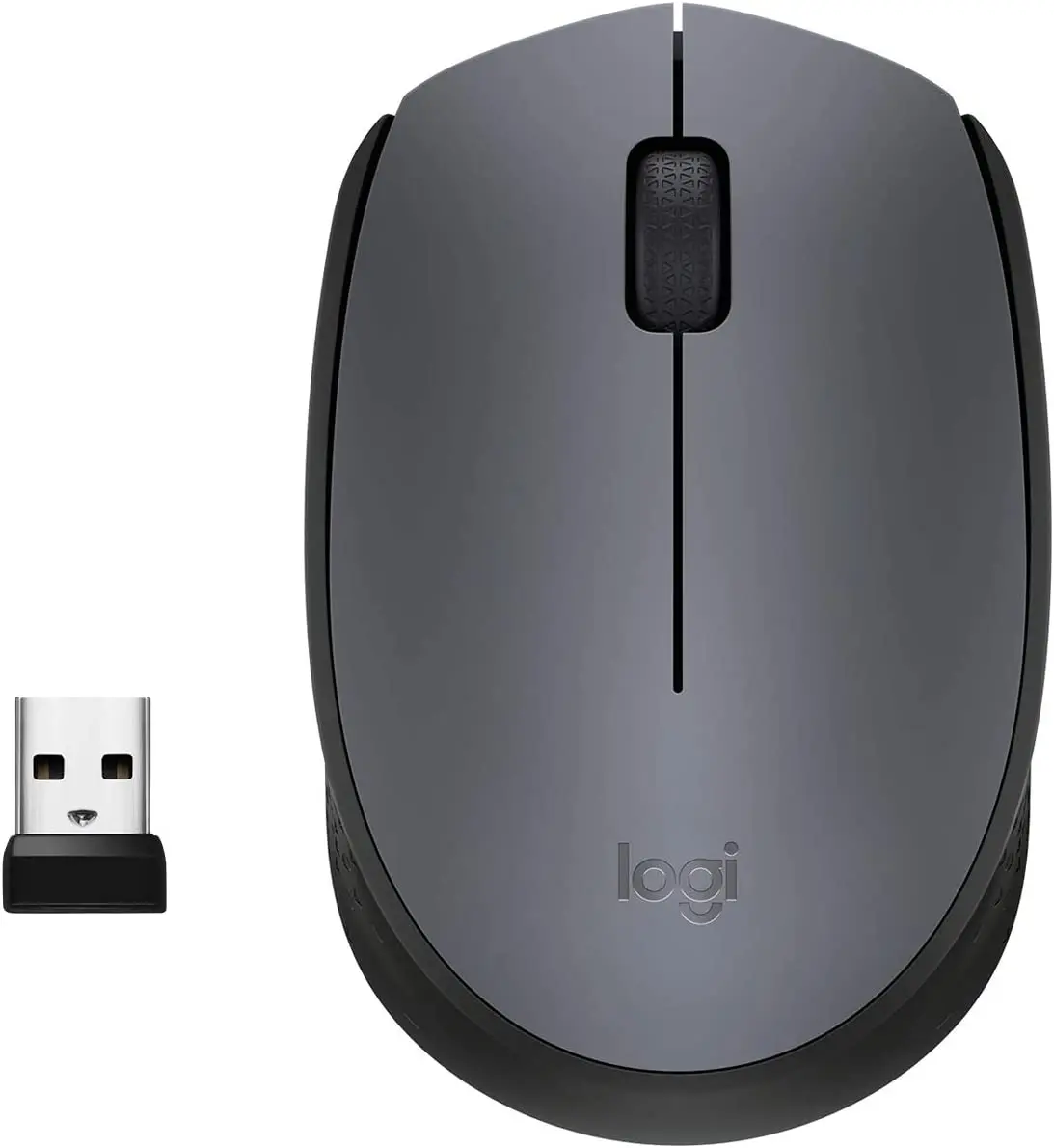 Logitech M170 wireless mouse 2,4 GHz with Nano USB receiver optical tracking battery 12 months ambidextrous PC/Mac/portable Gray