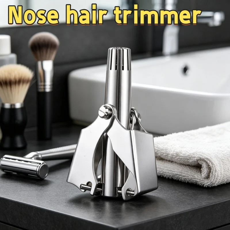 Manual Nose Hair Trimmer for Men Stainless Steel Washable Nose Hair Cutter Portable No Battery Mechanical Nose Hair Remover