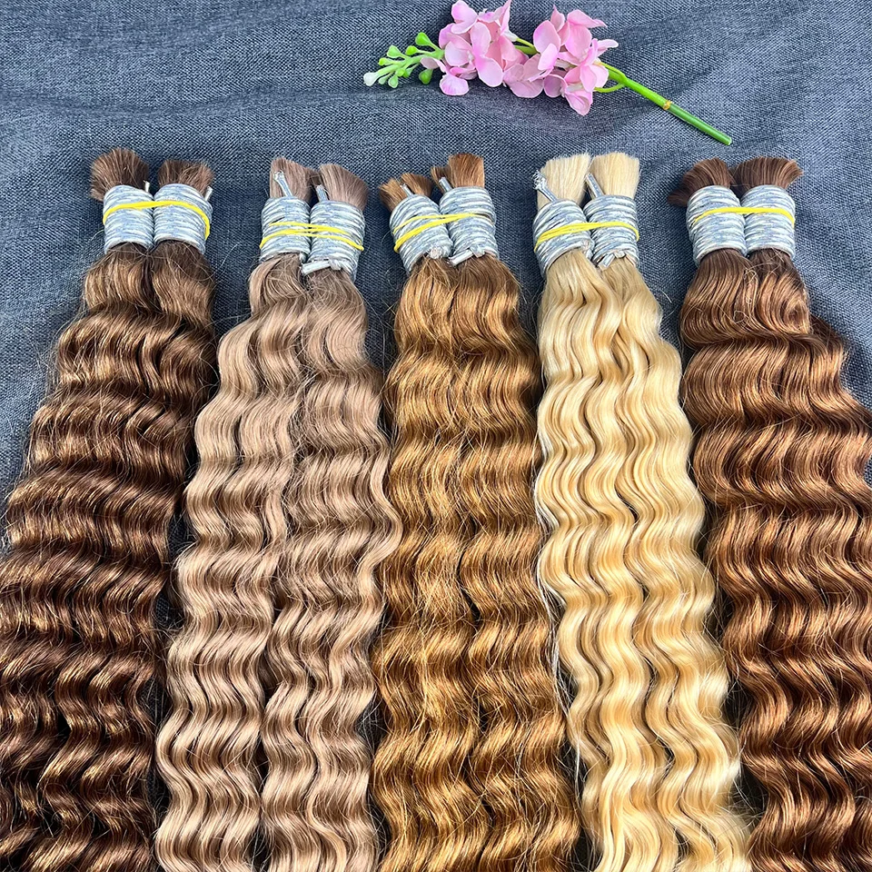 

Человеческие волосы для плетения Boho Braids 18Inch 10A Бразильские волосы Virgin Remy Глубокая волна Объемные человеческие волосы без утка для плетения