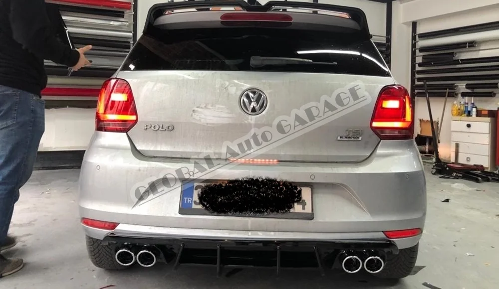 For Volkswagen Polo 6R Diffuser 2009 2010 2011 2012 2013 2014 2015 2016 2017 Extension Rear Bumper Attachment Car Styling Auto