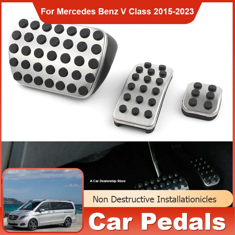 for Mercedes Benz V Class Viano Valente Marco Polo Metris EQV W639 W447 2003~2022 AT MT Car Pedals Gas Brake Non-slip Pedal Pads