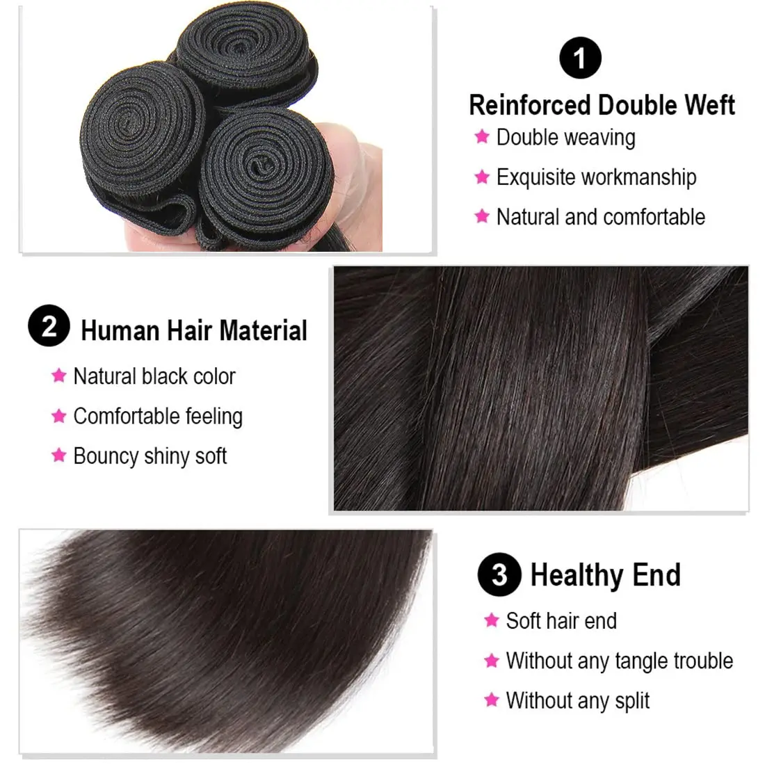 Extensiones de cabello humano Remy liso brasileño para mujeres negras, extensiones de cabello con cierre Frontal de encaje transparente, 13x4