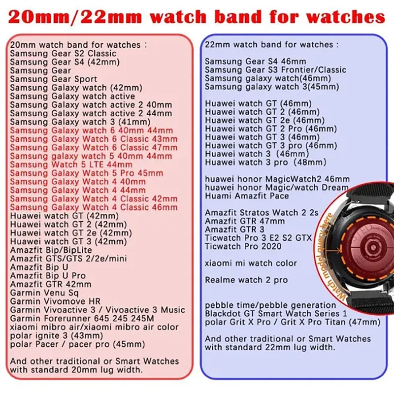 22mm 20mm opaska do Samsung Galaxy Watch 4 6 classic 5 Pro 3 active 2/S3 nylonowa pętla bransoletka Huawei watch GT 2 3 pro 4 pasek