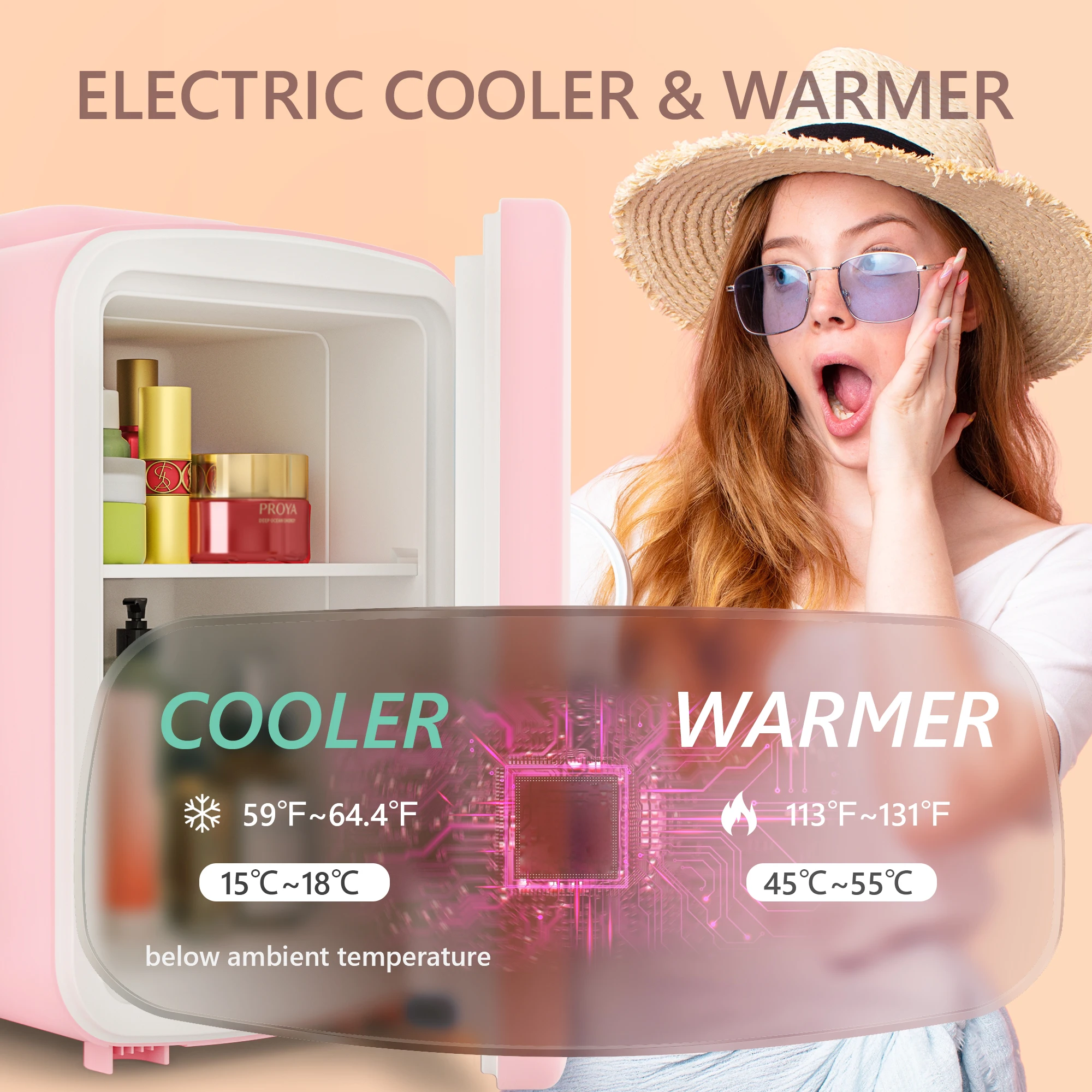 SIMZLIFE 4L Mini Fridge with Freezer Single Door Cold and Warm Insulation Box Compact Car Small Refrigerator for Bedroom Office