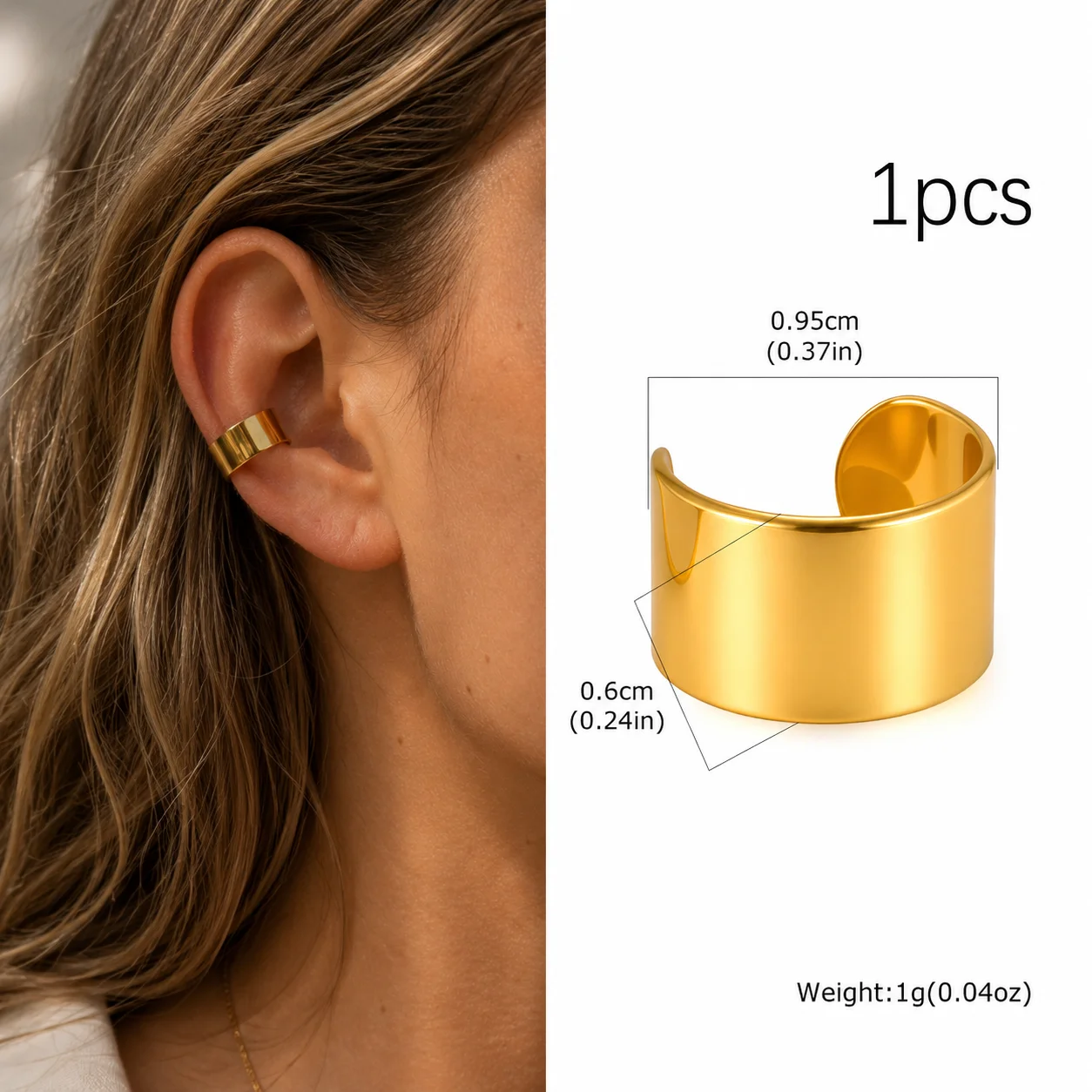Women's Thick Non-Piercing Clip-On Ear Cuff Earrings