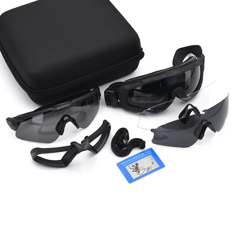 HOLY WORRIOR Goggles Ballistic Glasses 3pcs of Lens Tactical Airsoft Hunting Air Gun Shooting Protective Outdoor Equipmear Gafas